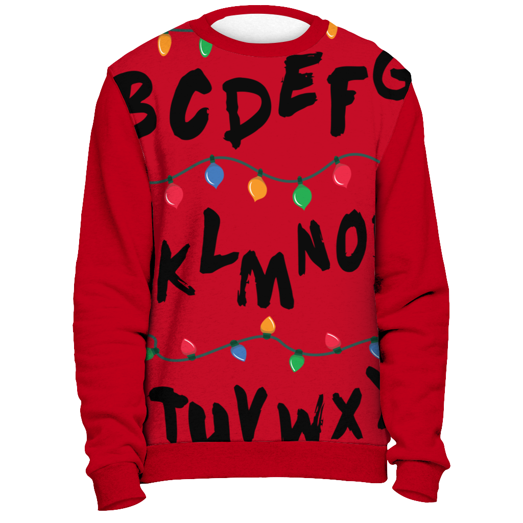 Alphabet Christmas Lights Stranger All Over Print Sweatshirt Sweater