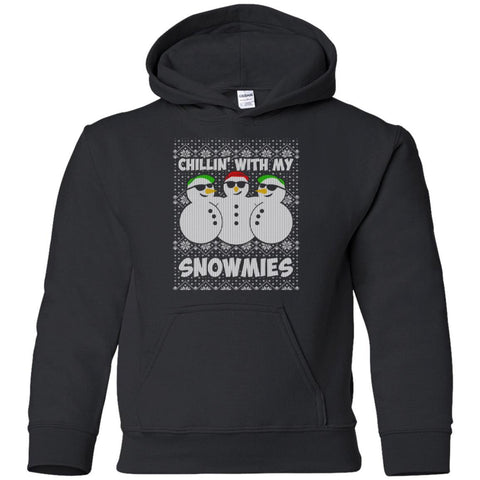 Chillin With My Snowmies Funny Ugly Christmas shirts G185B Gildan Youth Pullover Hoodie