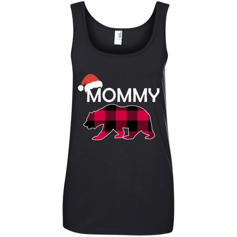 Mommy Bear Buffalo Plaid Christmas Shirts 882L Anvil Ladies' 100% Ringspun Cotton Tank Top