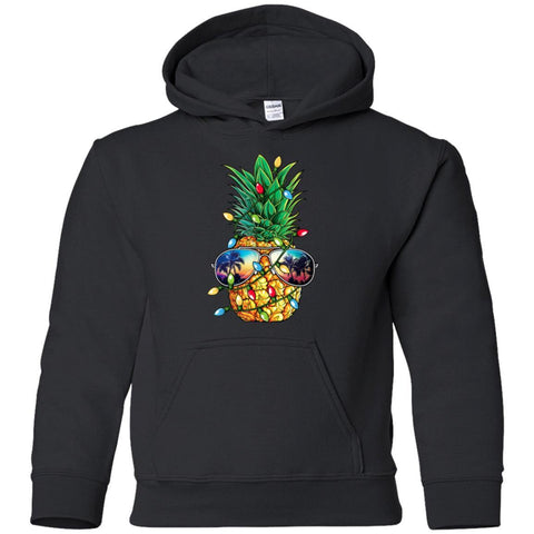 Pineapple Sunglasses Christmas Tree Lights Shirt G185B Gildan Youth Pullover Hoodie