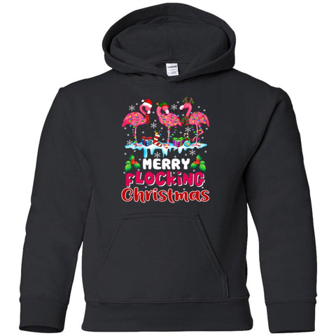 Merry Flocking Christmas Flamingo shirts G185B Gildan Youth Pullover Hoodie