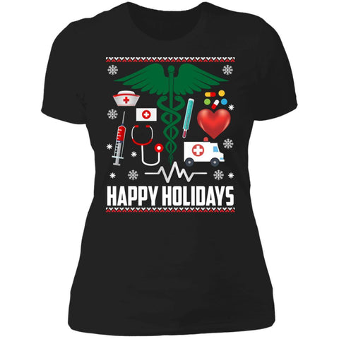 Happy Holidays Nurse Nursing Funny Christmas shirts NL3900 Next Level Ladies' Boyfriend T-Shirt