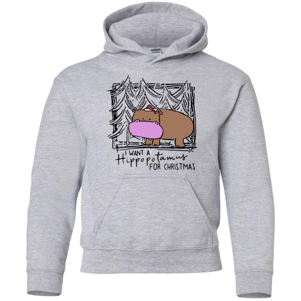 I Want A Hippopotamus for Christmas Hippo shirts G185B Gildan Youth Pullover Hoodie