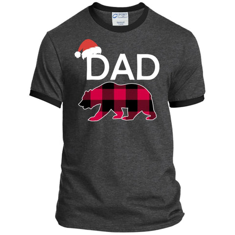 Dad Bear Buffalo Plaid Christmas Shirts PC54R Port & Co. Ringer Tee