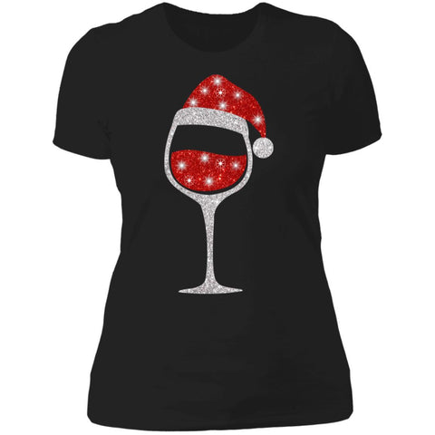 Glass of Red Wine Santa Hat Christmas shirts NL3900 Next Level Ladies' Boyfriend T-Shirt
