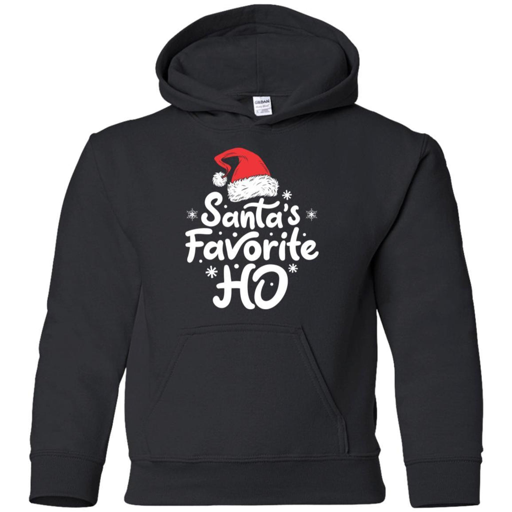 Santa's Favorite Ho Funny Christmas shirts Santas Favorite Ho G185B Gildan Youth Pullover Hoodie