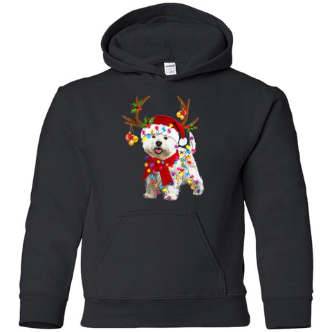 Santa Westie Dog Gorgeous Reindeer Light Christmas shirts G185B Gildan Youth Pullover Hoodie