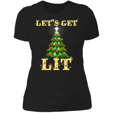 Let's Get Lit Drinking Funny Christmas Shirts NL3900 Next Level Ladies' Boyfriend T-Shirt