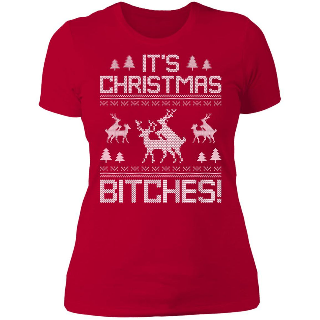 It's Christmas Bitches Funny Reindeer Ugly Christmas Sweater shirts NL3900 Next Level Ladies' Boyfriend T-Shirt