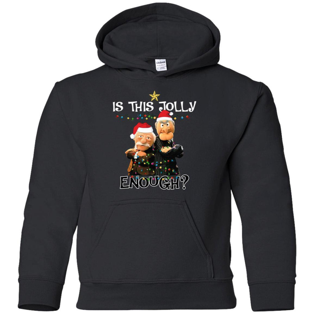 Statler and Waldorf Grumpy Is This Jolly Enough Lights Christmas shirts G185B Gildan Youth Pullover Hoodie