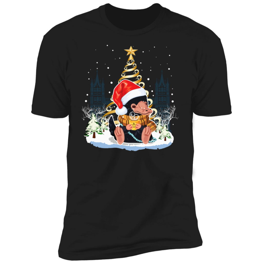 Niffler Santa Hat Christmas Tree Under Snow Shirt NL3600 Next Level Premium Short Sleeve T-Shirt