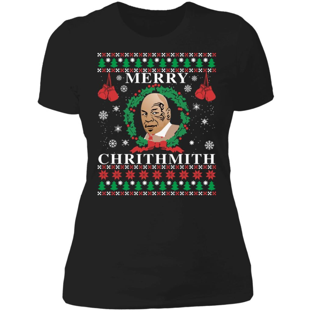 Merry Chrithmith Ugly Christmas Sweater shirts NL3900 Next Level Ladies' Boyfriend T-Shirt
