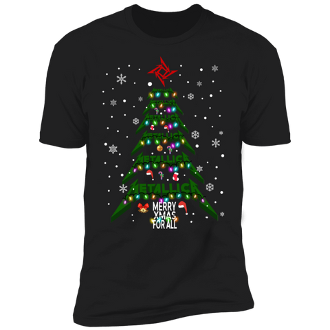 Metallica merry Xmas For All Christmas Tree shirt NL3600 Next Level Premium Short Sleeve T-Shirt