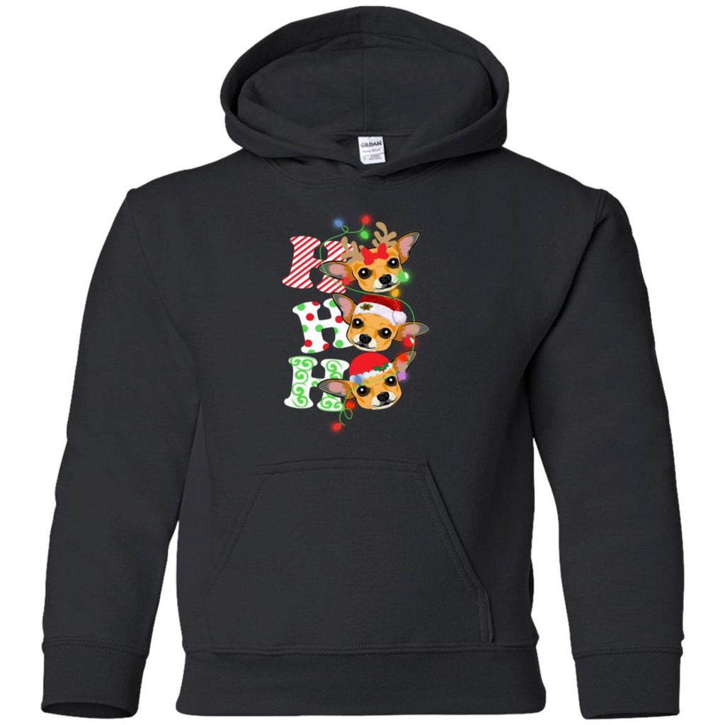 Ho Ho Ho Chihuahua Lights Funny Christmas shirts G185B Gildan Youth Pullover Hoodie