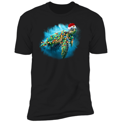 Santa Sea Turtle Christmas Lights T-shirt NL3600 Next Level Premium Short Sleeve T-Shirt