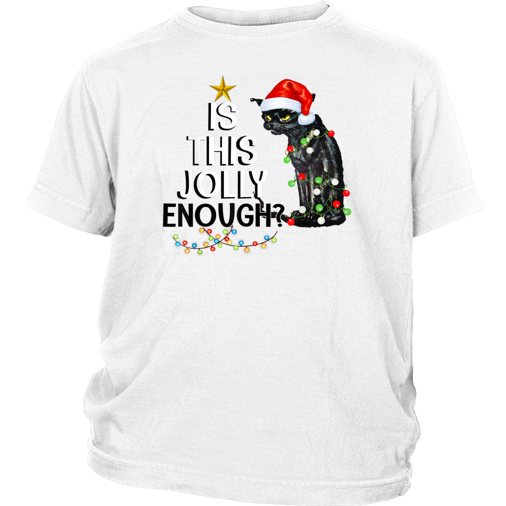 Black Cat Is This Jolly Enough Christmas Lights shirts District Youth Shirt