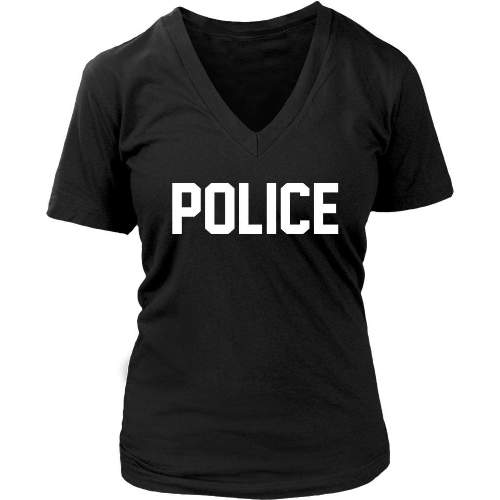 Police Shirts Police Officer Christmas Costume Gift District Womens V-Neck