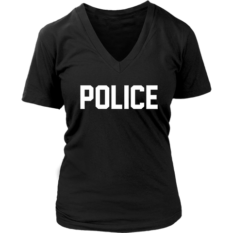 Police Shirts Police Officer Christmas Costume Gift District Womens V-Neck