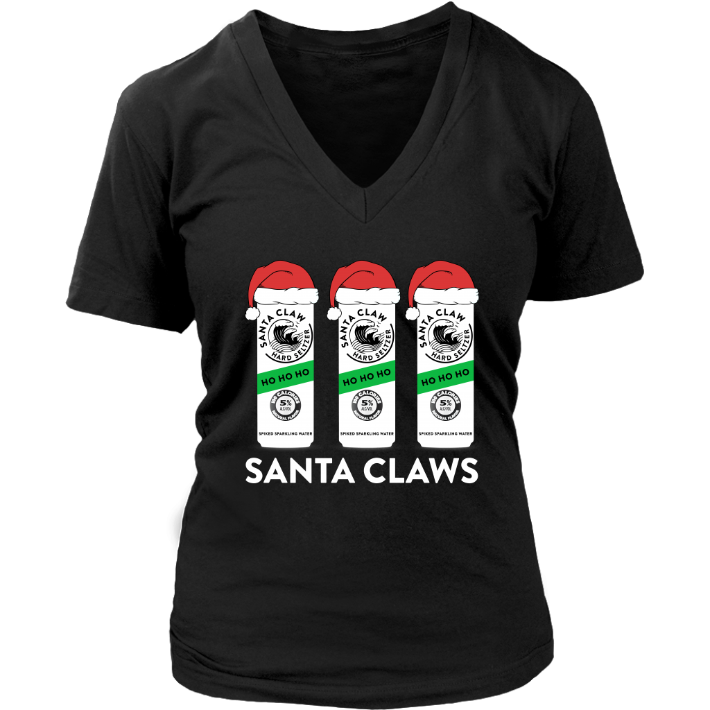Funny Christmas Santa Claws Shirt District Womens V-Neck
