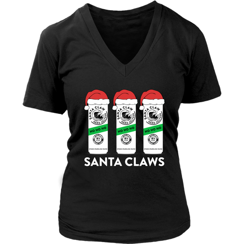 Funny Christmas Santa Claws Shirt District Womens V-Neck