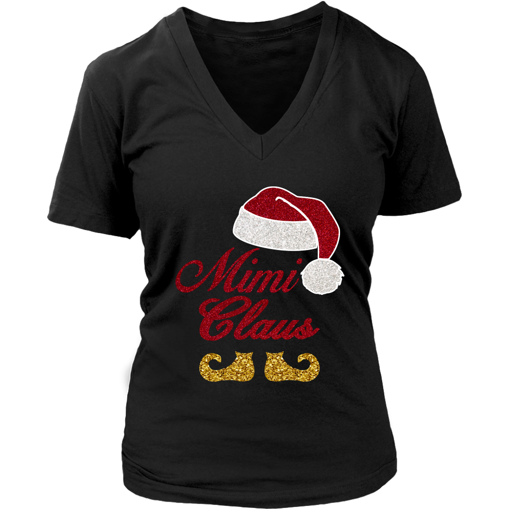 Funny Santa Mimi Claus Merry Christmas shirts District Womens V-Neck