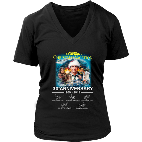 National Lampoon's Christmas Vacation 30th anniversary 1989-2019 signatures shirt District Womens V-Neck