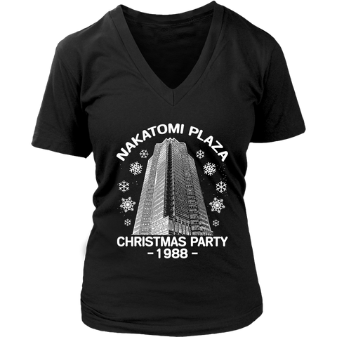 Nakatomi Plaza Christmas Party 1988 shirts District Womens V-Neck