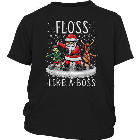 Floss Like A Boss Santa Elf Reindeer Funny Christmas shirts District Youth Shirt