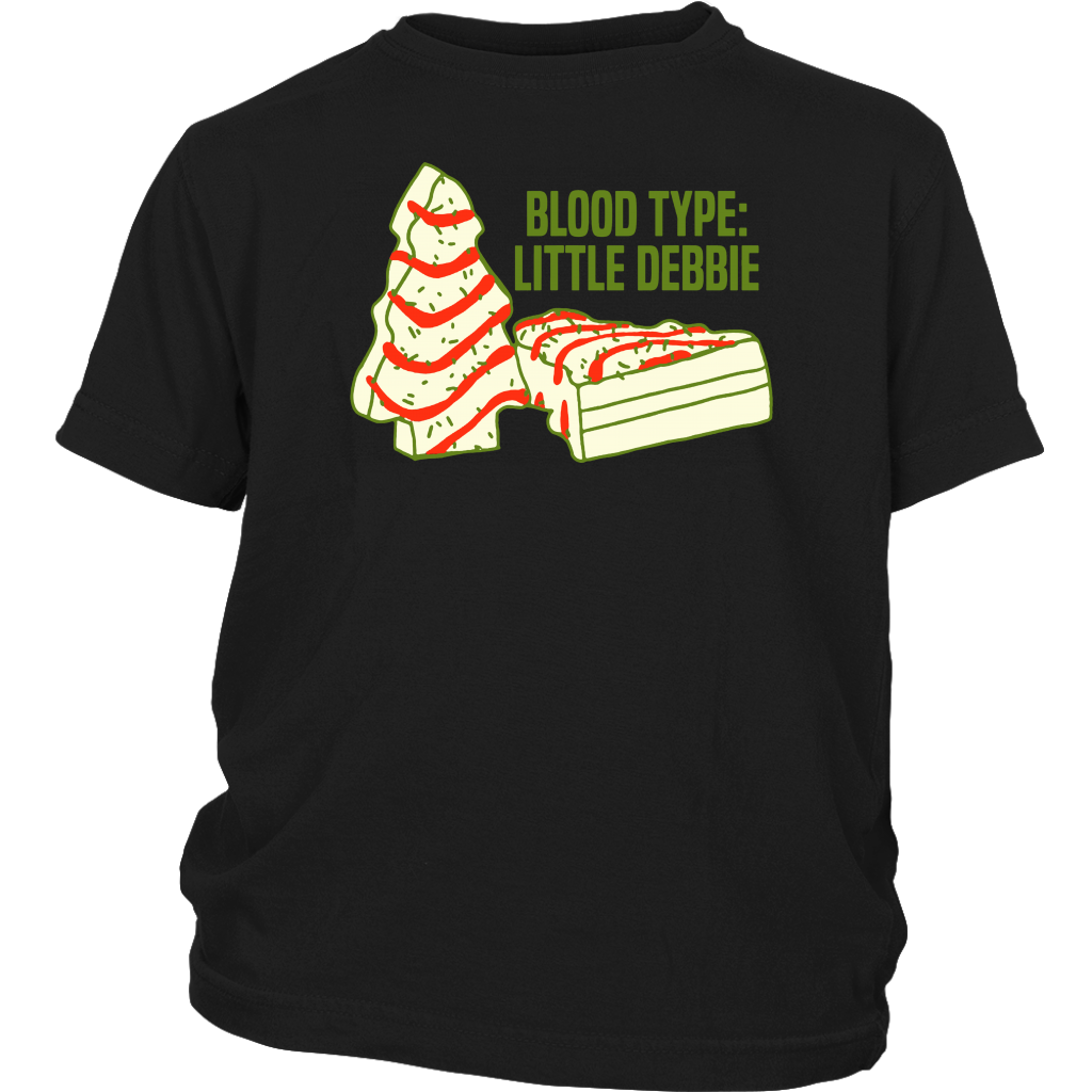 Blood Type The Season Little Debbie Christmas Tree Snackcake Shirts District Youth Shirt
