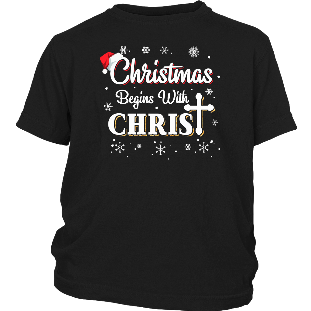 Christmas Begins With Christ Jesus Santa Hat shirts District Youth Shirt