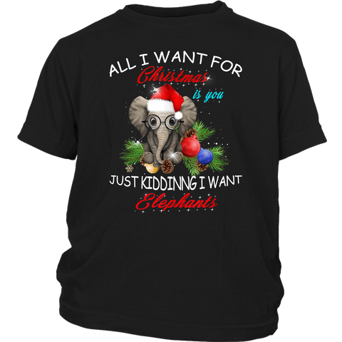All I Want For Christmas Is You Just Kidding I Want Elephants shirts District Youth Shirt