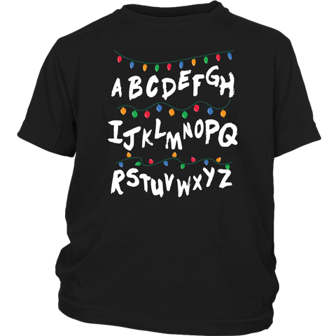 Alphabet Christmas Lights Stranger Funny shirts District Youth Shirt
