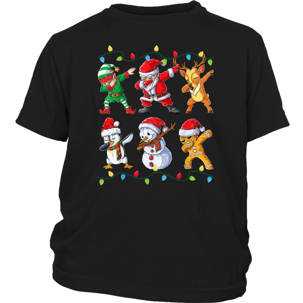 Dabbing Santa Elf Snowman Reindeer Gingerbread Penguin Christmas shirts funny District Youth Shirt