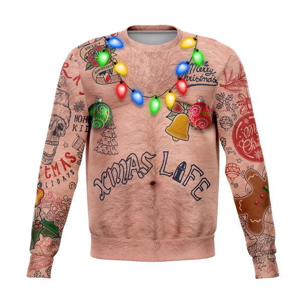 Topless Xmas Life Tattoo Christmas sweatshirt