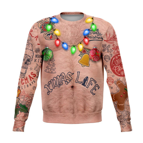 Topless Xmas Life Tattoo Christmas sweatshirt