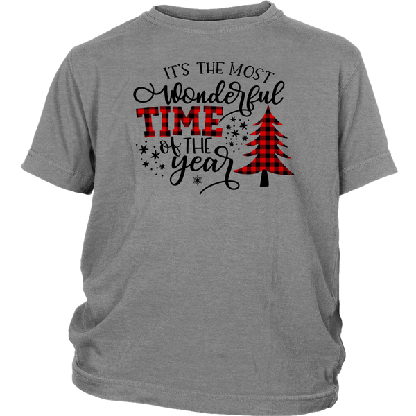 It's The Most Wonderful Time The Year Shirts Buffalo Plaid Christmas Tree District Youth Shirt