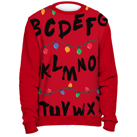 Alphabet Christmas Lights Stranger All Over Print Sweatshirt Sweater