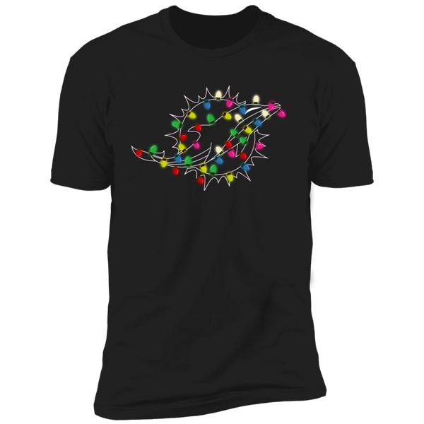 Miami Dolphins In The Christmas Lights Shirt NL3600 Next Level Premium Short Sleeve T-Shirt