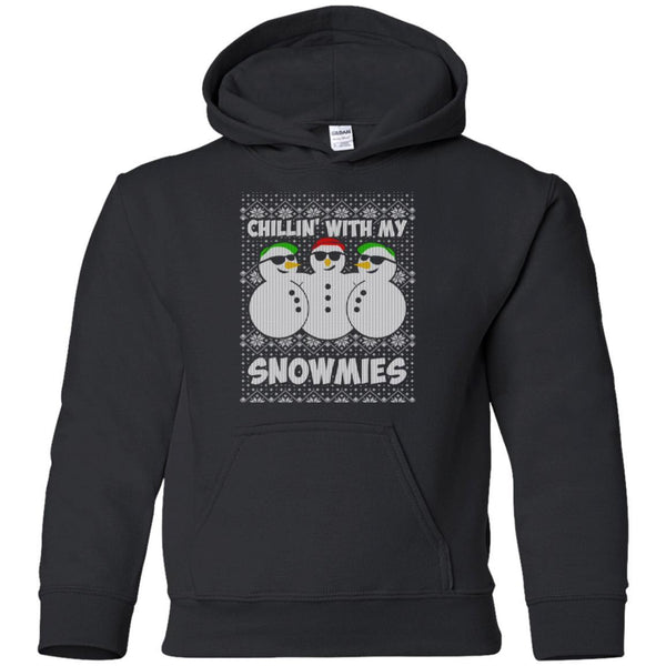 Chillin With My Snowmies Funny Ugly Christmas shirts G185B Gildan Youth Pullover Hoodie