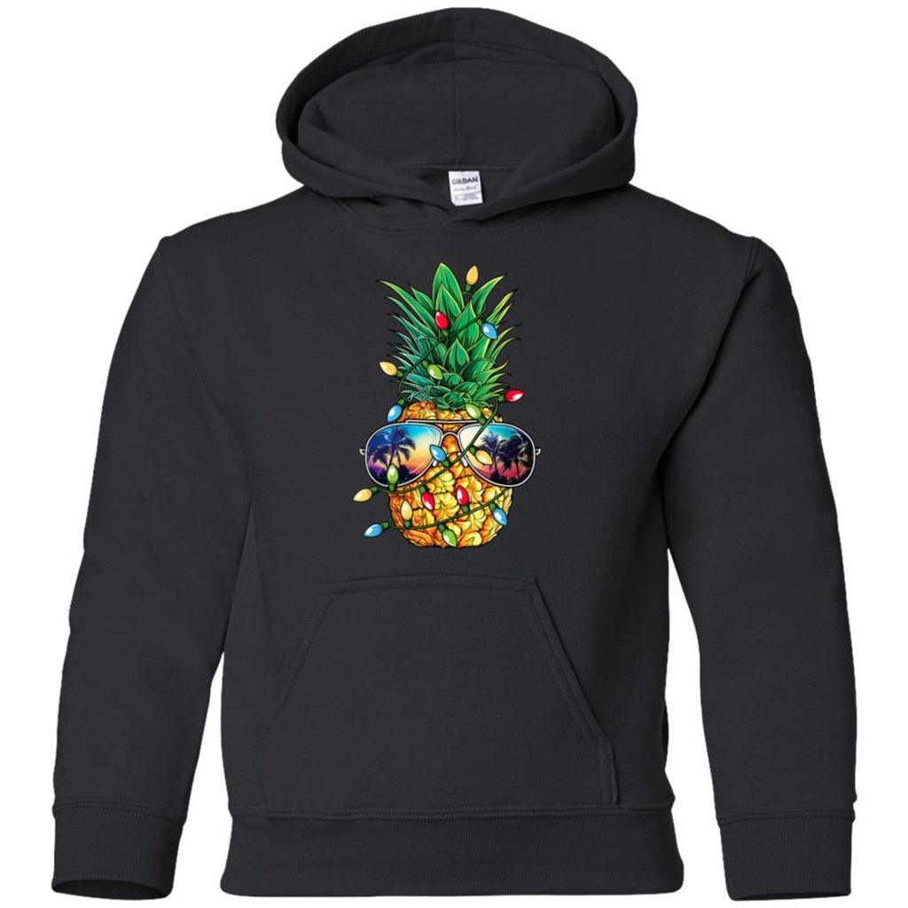 Pineapple Sunglasses Christmas Tree Lights Shirt G185B Gildan Youth Pullover Hoodie