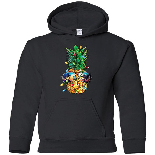 Pineapple Sunglasses Christmas Tree Lights Shirt G185B Gildan Youth Pullover Hoodie