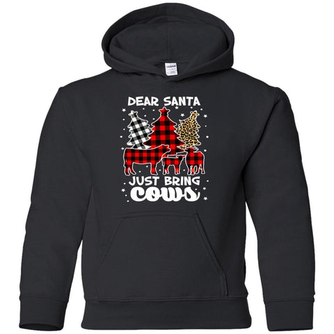 Dear Santa Just Bring Cows Christmas Buffalo Plaid Heifer shirts G185B Gildan Youth Pullover Hoodie