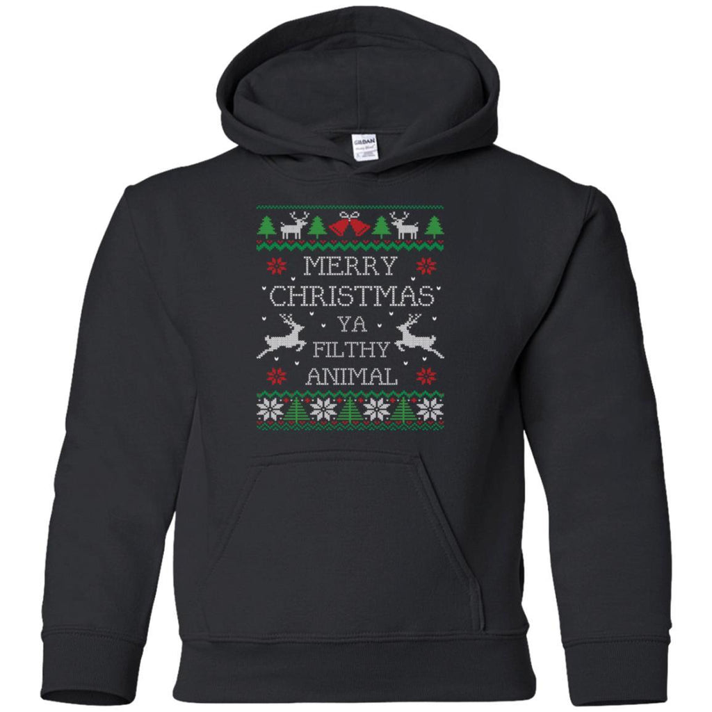Merry Christmas Ya Filthy Animal shirts Ugly Sweater G185B Gildan Youth Pullover Hoodie