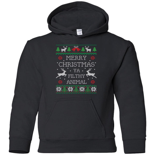 Merry Christmas Ya Filthy Animal shirts Ugly Sweater G185B Gildan Youth Pullover Hoodie