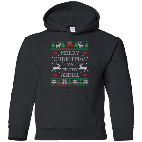 Merry Christmas Ya Filthy Animal shirts Ugly Sweater G185B Gildan Youth Pullover Hoodie