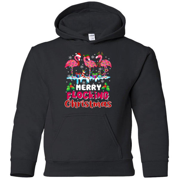 Merry Flocking Christmas Flamingo shirts G185B Gildan Youth Pullover Hoodie
