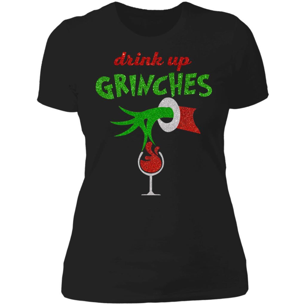 Drink Up Grinches Wine Glass Christmas tshirts NL3900 Next Level Ladies' Boyfriend T-Shirt