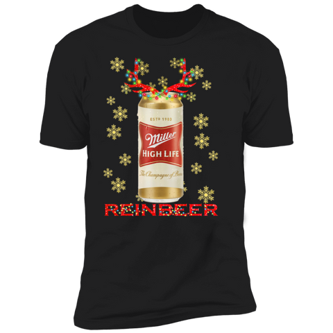 Miller High Life Reinbeer Beer Christmas Funny Sweatshirt Ls Hooded Shirt NL3600 Next Level Premium Short Sleeve T-Shirt