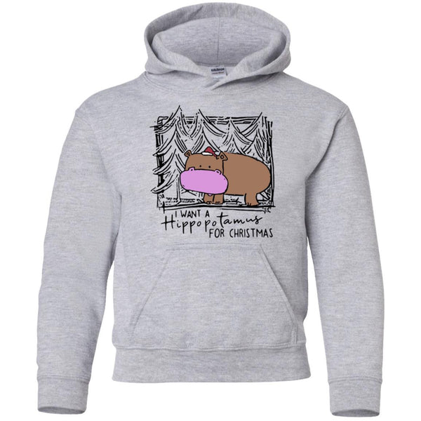I Want A Hippopotamus for Christmas Hippo shirts G185B Gildan Youth Pullover Hoodie