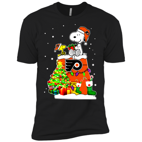 Philadelphia Flyers Snoopy & Woodstock Christmas NL3600 Next Level Premium Short Sleeve T-Shirt